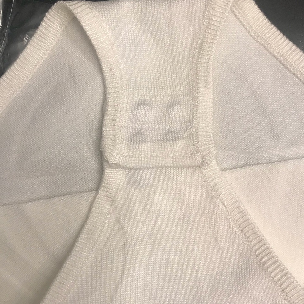 Ivory Lace Cut Out Ribbed Bodysuit Sweater Tank - Picture 5 of 6